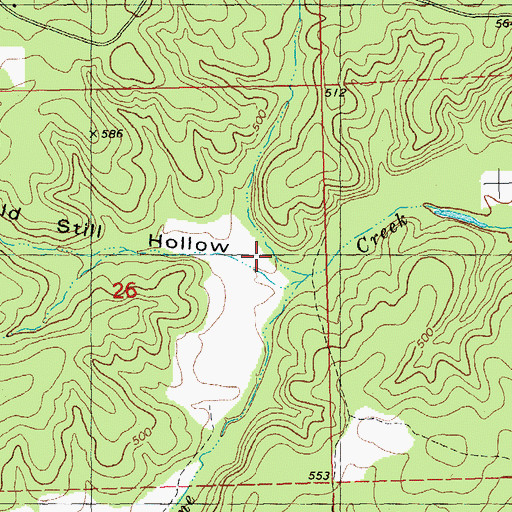 Topographic Map of Old Still Hollow, MO