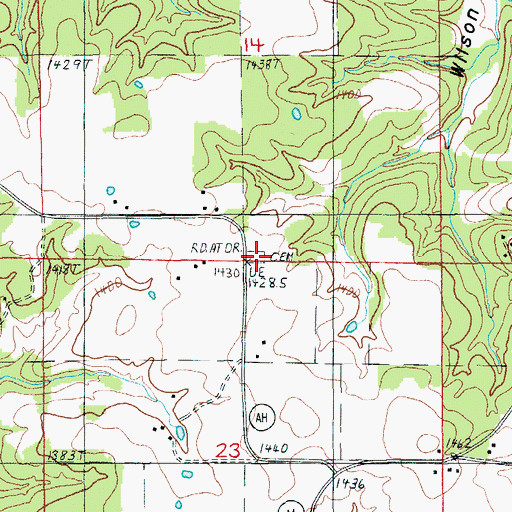 Topographic Map of Old Union Cemetery, MO