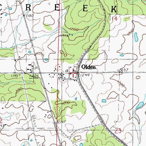 Topographic Map of Olden, MO