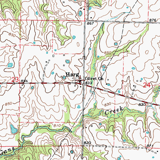Topographic Map of Olivet Church, MO
