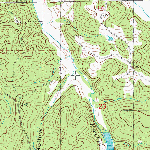 Topographic Map of Onion Hollow, MO