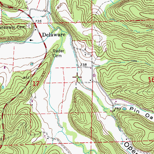 Topographic Map of Open Hollow, MO