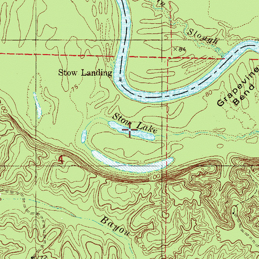 Topographic Map of Stow Lake, AR