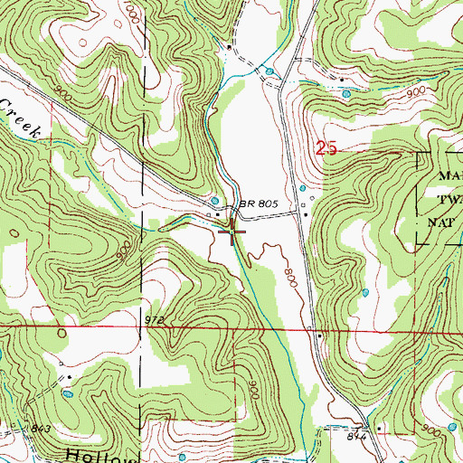 Topographic Map of Otter Creek, MO