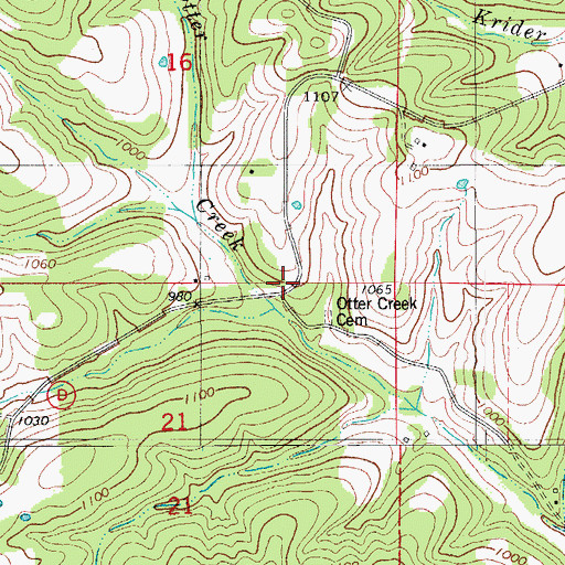 Topographic Map of Otter Creek School (historical), MO