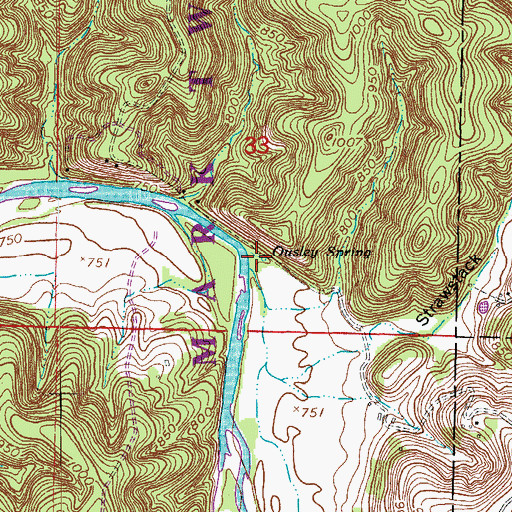 Topographic Map of Ousley Spring, MO