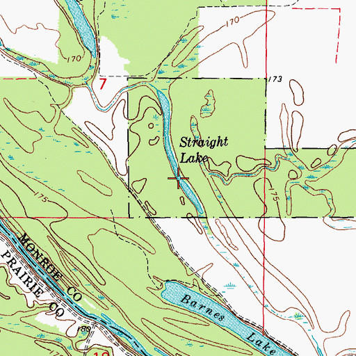 Topographic Map of Straight Lake, AR