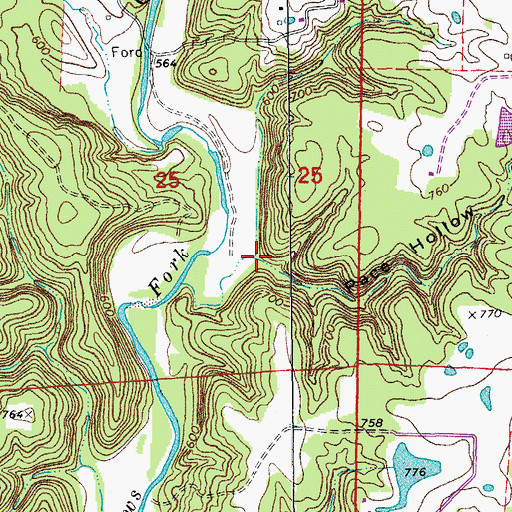 Topographic Map of Pace Hollow, MO