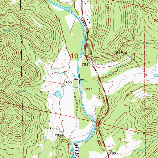 Topographic Map of Padfield Branch, MO