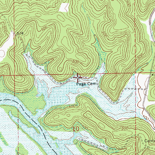 Topographic Map of Page Cemetery, MO