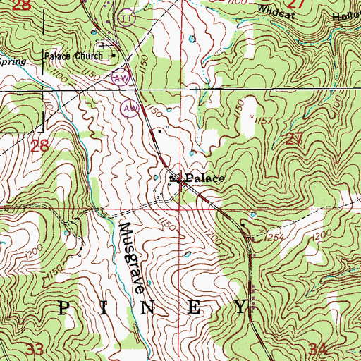 Topographic Map of Palace, MO