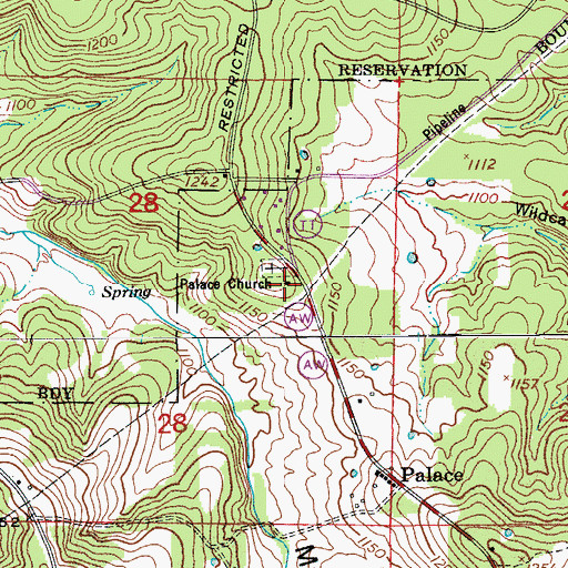 Topographic Map of Palace Church, MO