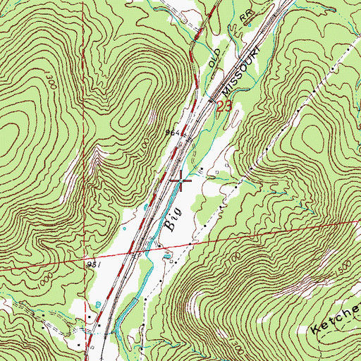 Topographic Map of Palmer Creek, MO