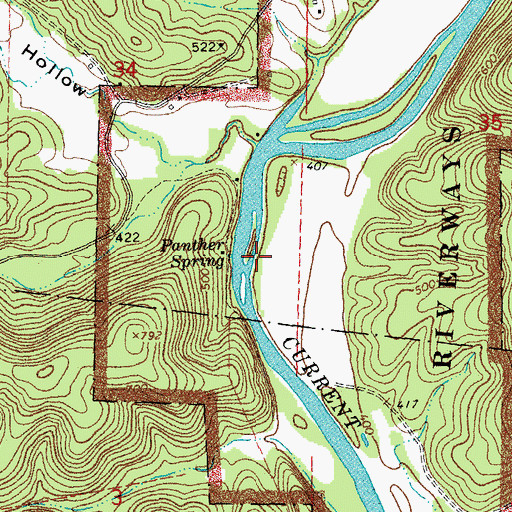 Topographic Map of Panther Spring, MO