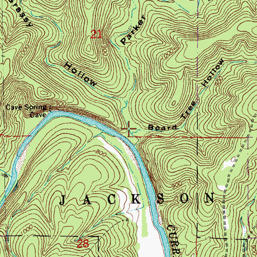 Topographic Map of Parker Hollow, MO