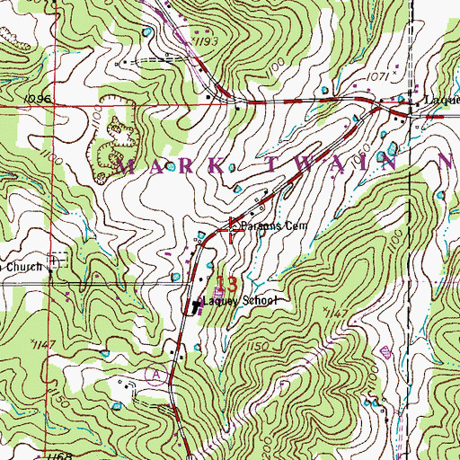 Topographic Map of Parsons Cemetery, MO