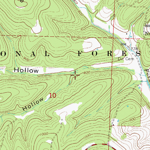 Topographic Map of Patrick Hollow, MO