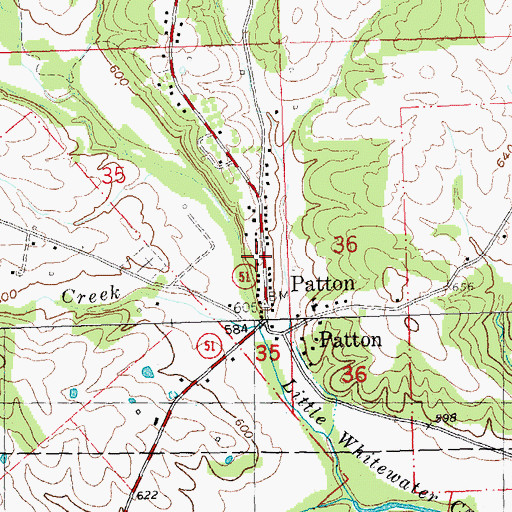 Topographic Map of Patton, MO
