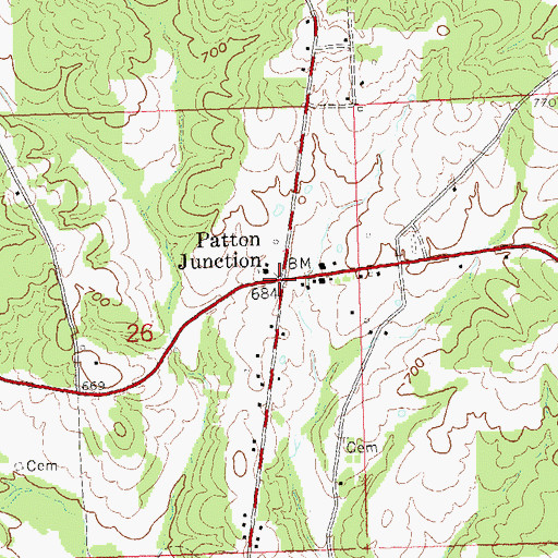 Topographic Map of Patton Junction, MO