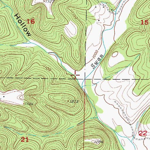 Topographic Map of Pawnee Hollow, MO