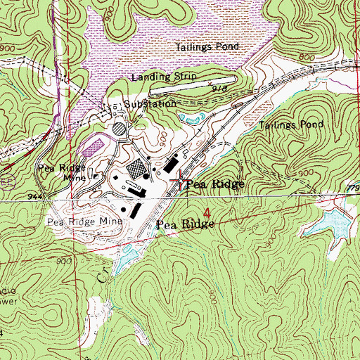 Topographic Map of Pea Ridge, MO