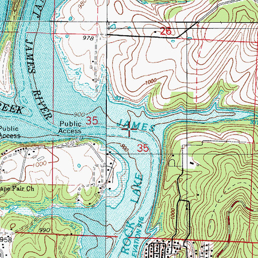 Topographic Map of Peach Orchard Creek, MO