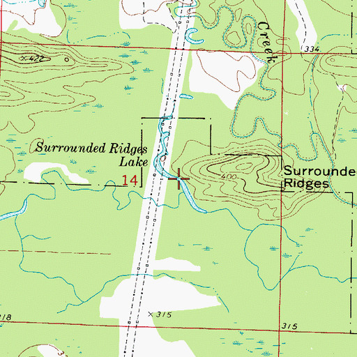 Topographic Map of Surrounded Ridges Lake, AR