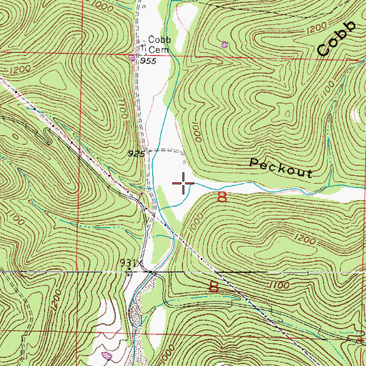 Topographic Map of Peckout Hollow, MO