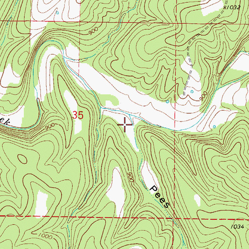 Topographic Map of Pees Hollow, MO