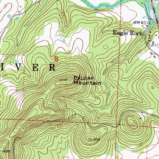 Topographic Map of Pelican Mountain, MO