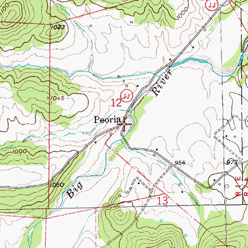 Topographic Map of Peoria, MO