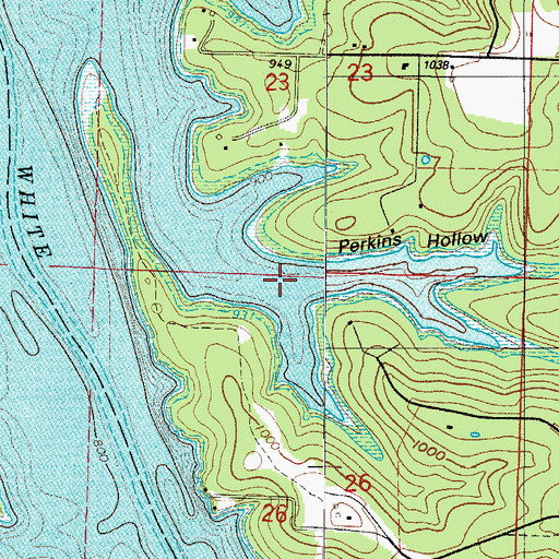 Topographic Map of Perkins Hollow, MO