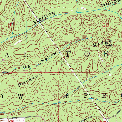Topographic Map of Perkins Ridge, MO