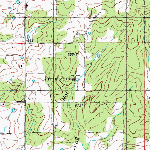 Topographic Map of Perry Spring, MO