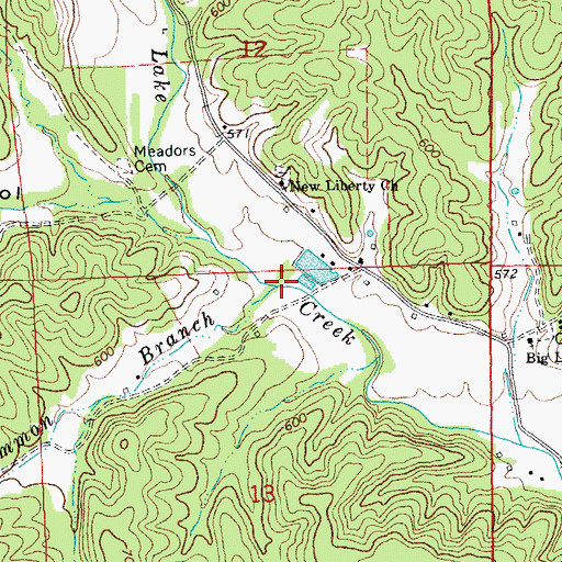 Topographic Map of Persimmon Branch, MO