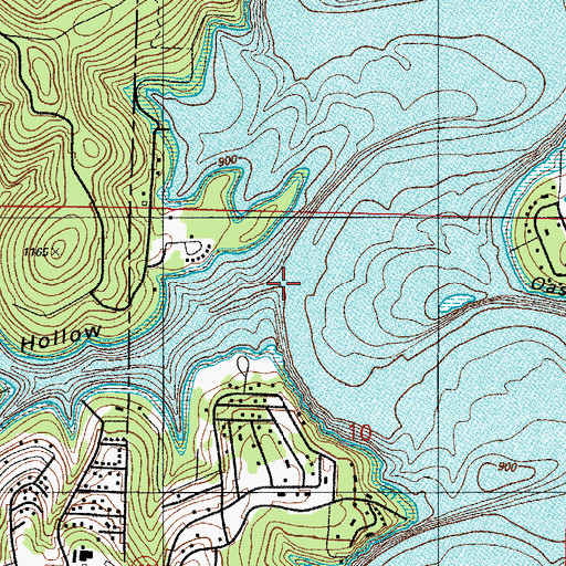 Topographic Map of Persimmon Hollow, MO
