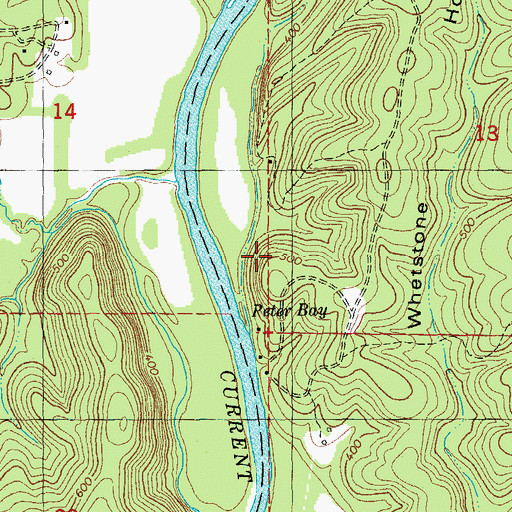 Topographic Map of Peter Bay, MO