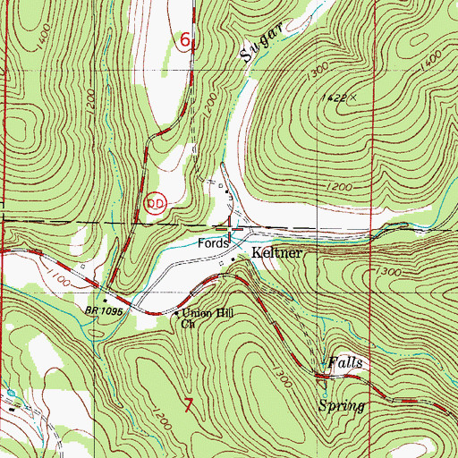 Topographic Map of Peters Branch, MO
