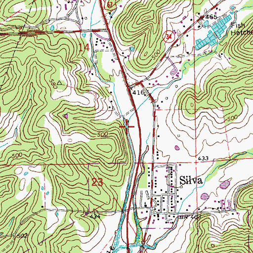 Topographic Map of Peters Branch, MO