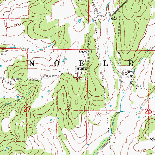 Topographic Map of Peters Cemetery, MO