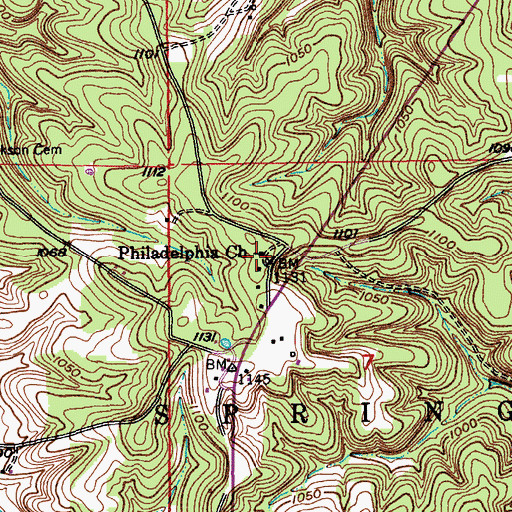 Topographic Map of Philadelphia Church, MO