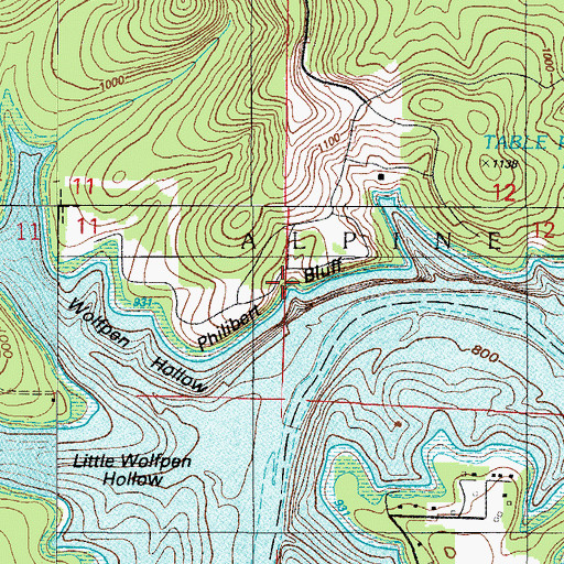 Topographic Map of Philibert Bluff, MO