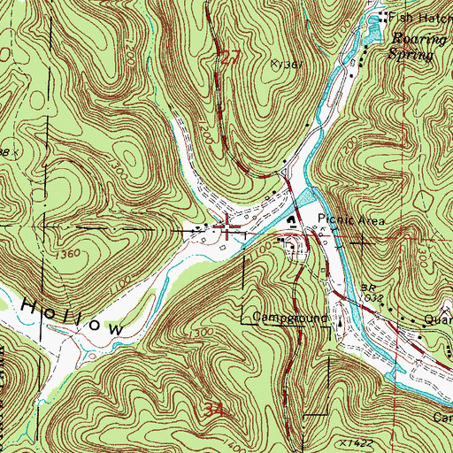 Topographic Map of Piber Hollow, MO