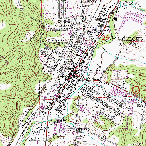 Topographic Map of Piedmont, MO