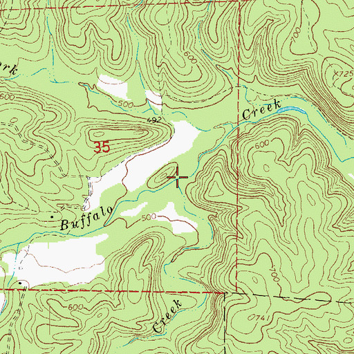 Topographic Map of Pigeon Creek, MO