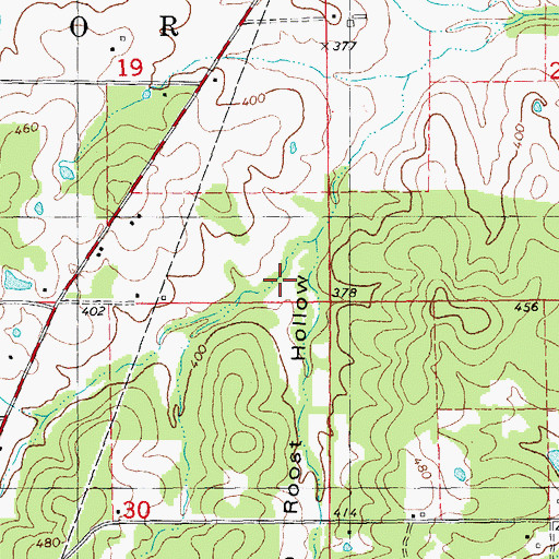 Topographic Map of Pigeon Roost Hollow, MO