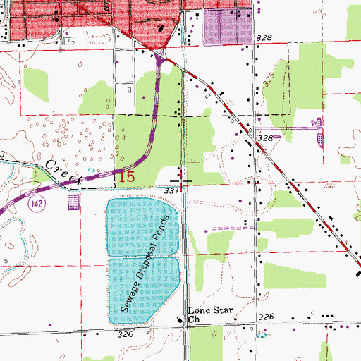Topographic Map of Pike Creek, MO