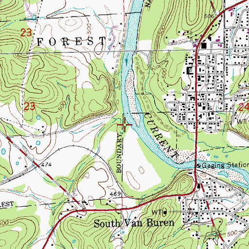 Topographic Map of Pike Creek, MO