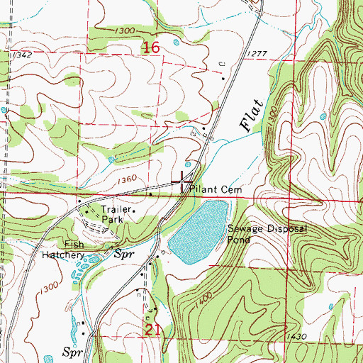 Topographic Map of Pilant Cemetery, MO