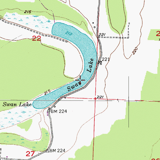 Topographic Map of Swan Lake, AR
